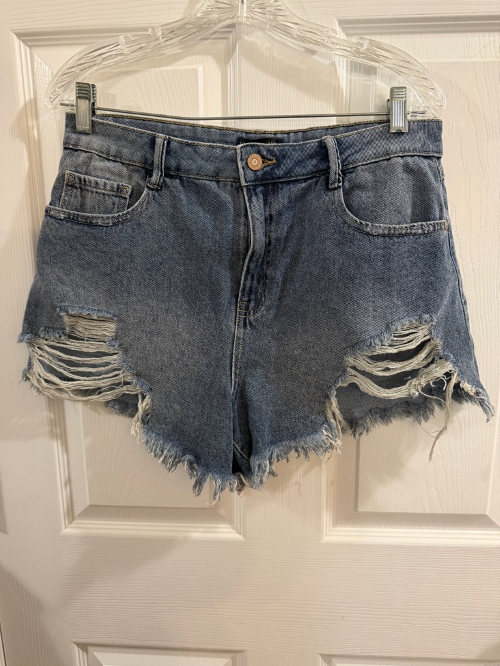 Sincerely Jules Distressed Light Blue Jean Shorts